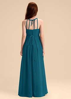 Azazie Arianthe Junior Abito A-Line in Chiffon Plissettato Blu Inchiostro image2