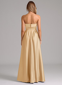 Azazie Lucienne Bridesmaid Dresses Gold A-Line Strapless Stretch Satin Convertible Dress image7