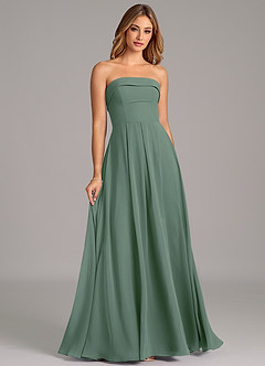 Azazie Lucienne Bridesmaid Dresses Eucalyptus A-Line Strapless Chiffon Convertible Dress image3