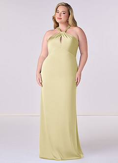 Barbie ♥ Azazie Robes de demoiselle d'honneur Robe Fourreau en Satin extensible Sorbet Citron image7