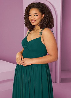 Barbie ♥ Azazie Bridesmaid Dresses Peacock A-Line Pleated Chiffon Dress image7