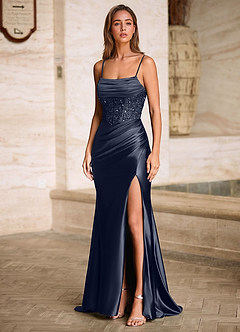 Starlit Navy Cowl Neck Prom Dress image4