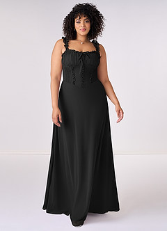 Barbie ♥ Azazie Bridesmaid Dresses Black A-Line Sweetheart Neckline Chiffon Dress image6
