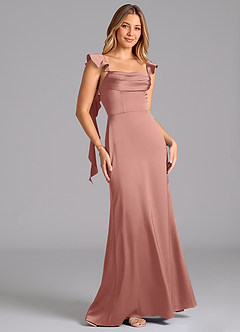 Azazie Adi Brudtärnklänningar Klä av A-Linje i Stretch Satin Plisserad Rosett image5