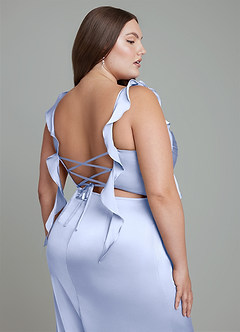 Azazie Jessamine Bridesmaid Dresses Ice Sheath Corset Stretch Satin Dress image14