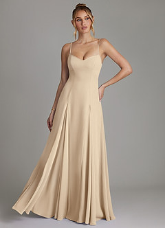 Azazie Imani Vestidos de madrinha de casamento Vestido Champanhe de Chiffon de Linha A com Decote em coração image1