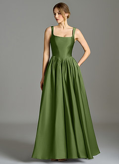 Azazie Verina Bridesmaid Dresses Juniper A-Line Pleated Stretch Satin Dress image1