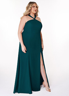 Azazie Rue Bridesmaid Dresses Pine A-Line Halter Chiffon Dress image10