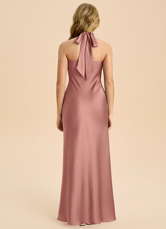 Azazie Chickie Junior Rosette Sheath Pleated Stretch Satin Dress image2