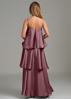 Azazie Azalea Bridesmaid Dresses Amethyst A-Line Ruched Stretch Satin Dress image4