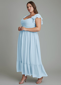 Azazie Anaya Bridesmaid Dresses Sky Blue A-Line Sweetheart Neckline Chiffon Dress image10