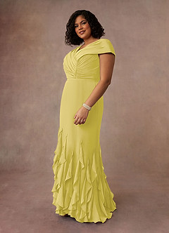 Azazie Bailora Mother of the Bride Dresses Canary Mermaid Ruched Chiffon Dress image7