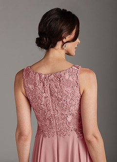 Azazie Kana Final Sale Dusty Rose A-Line Scoop lace Chiffon Dress image10