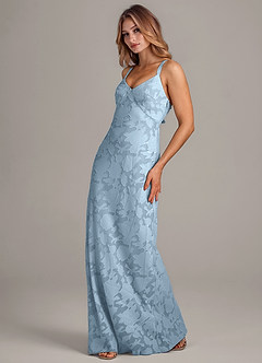 Azazie Aliza Bridesmaid Dresses Sky Blue A-Line Floral Burnout Dress image4