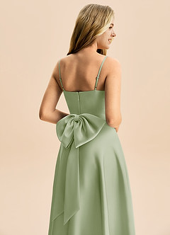 Azazie Rumi Junior Linia A Pofałdowany Satyna elastyczna Długość podłogi Młodsza druhna Sukienka image6