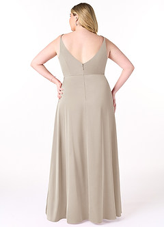 Azazie Dalilah Bridesmaid Dresses Frost A-Line V-Neck Pleated Stretch Satin Dress image7