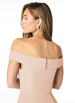 Azazie Lecia Bridesmaid Dresses English Rose Empire Off-The-Shoulder Pleated Chiffon Convertible Dress image13
