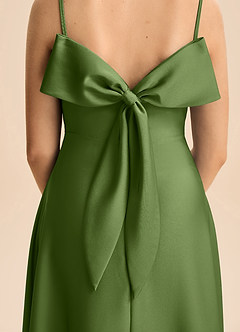 Azazie Isolde Junior Linia A Pofałdowany Satyna elastyczna Długość podłogi Młodsza druhna Sukienka image5