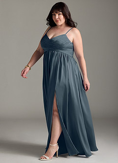 Azazie Alia Bridesmaid Dresses Twilight A-Line Pleated Stretch Satin Dress image13