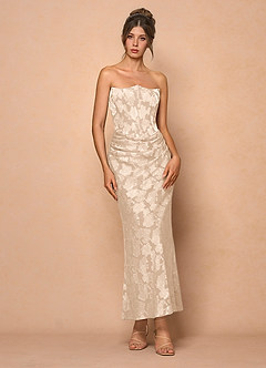 Ezrena Cream Maxi Dress | Azazie UK