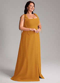 Azazie Debra Bridesmaid Dresses Butterscotch A-Line with Pockets Chiffon Convertible Dress image12