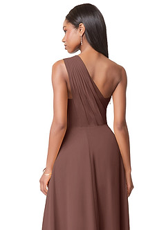 Azazie Ashley Bridesmaid Dresses Espresso A-Line Ruched Chiffon Dress image3