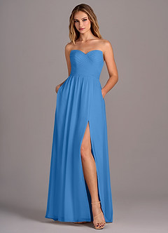 Azazie Joni Bridesmaid Dresses Blue Jay A-Line Strapless Chiffon Convertible Dress image6