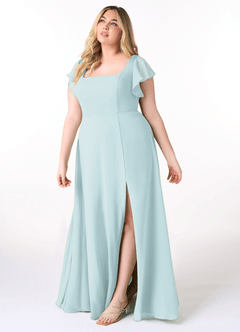 Azazie Bondi Bridesmaid Dresses Mist A-Line Ruffled Chiffon Dress image9
