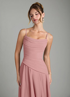 Azazie Gabriela Abiti da Damigella Abito A-Line in Chiffon Corsetto Rosa Polverosa image9