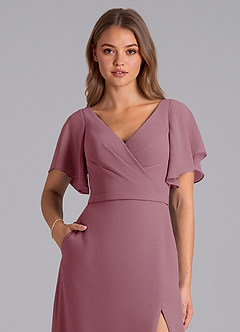 Azazie Ambrosia Bridesmaid Dresses Vintage Mauve A-Line Pleated Chiffon Dress image2