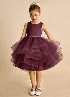 Azazie Tinie Flower Girl Dresses Cabernet Ball-Gown Bow Tulle Dress image5