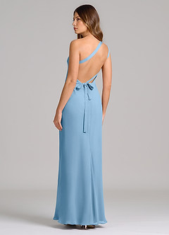 Azazie Monroe Brautjungfernkleider Etui One-Shoulder Chiffon Kleid Stahlblau image2