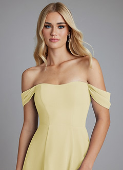 Azazie Seriana Brudtärnklänningar Klä av A-Linje i Chiffong Av axeln Citronsorbet image6