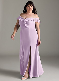 Azazie Sophie Bridesmaid Dresses Frosted Lilac A-Line Off the Shoulder Chiffon Convertible Dress image8