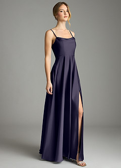 Azazie Elle Bridesmaid Dresses Stormy A-Line Pleated Stretch Satin Dress image4