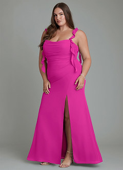 Azazie Jessamine Bridesmaid Dresses Fuchsia Mermaid Corset Chiffon Dress image13