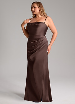 Azazie Leonis Bridesmaid Dresses Ganache Mermaid Pleated Stretch Satin Convertible Dress image7