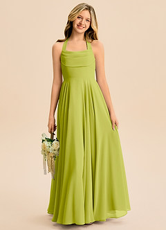 Azazie Kady Junior Lemongrass A-Line Sweetheart Neckline Chiffon Dress image4