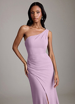 Azazie Madelyn Bridesmaid Dresses Wisteria Mermaid One Shoulder Chiffon Convertible Dress image7