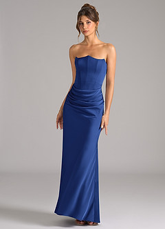 Azazie Debby Bridesmaid Dresses Royal Blue Mermaid Strapless Stretch Satin Convertible Dress image4