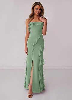 Barbie ♥ Azazie Bridesmaid Dresses Matcha Sheath Bow Chiffon Dress image1