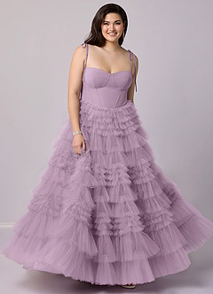 Barbie ♥ Azazie Abiti da Damigella Abito A-Line in Tulle Scollo a Cuore Glicine image6