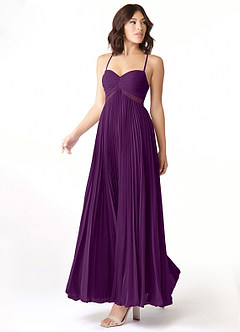 Azazie Devyn Bridesmaid Dresses Grape A-Line Corset Chiffon Dress image3