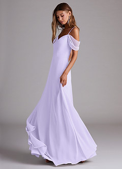 Azazie Marley Bridesmaid Dresses Lilac A-Line Off the Shoulder Chiffon Convertible Dress image3