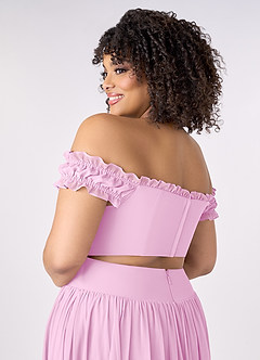 Barbie ♥ Azazie Bridesmaid Dresses Candy Pink A-Line Off the Shoulder Chiffon Convertible Dress image12