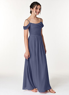 Azazie Alivia Junior Stormy A-Line Off the Shoulder Chiffon Dress image3