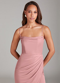 Azazie Leonis Bridesmaid Dresses Dusty Rose Sheath Strapless Mesh Convertible Dress image2