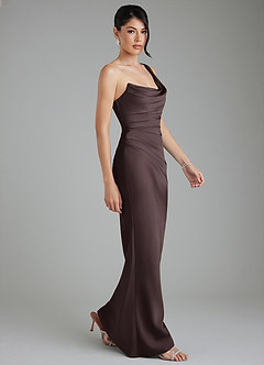 Azazie Sabrina Bridesmaid Dresses Chocolate Plum Mermaid Corset Stretch Satin Dress image9