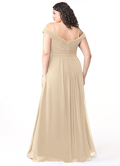 Azazie Audrianna Brautjungfernkleider Wandelbar A-Linie Schulterfrei gerafft Chiffon Kleid Champagner image8