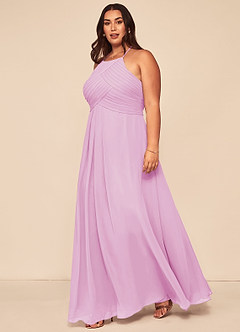 Azazie Ginger Bridesmaid Dresses Candy Pink A-Line Halter Pleated Chiffon Dress image9